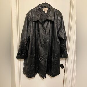 Vintage Plus Size Black Leather Coat